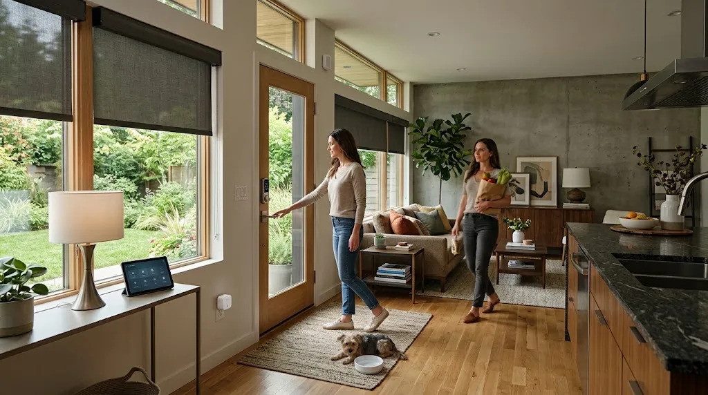 Modern home with innovative smart devices for automation and security